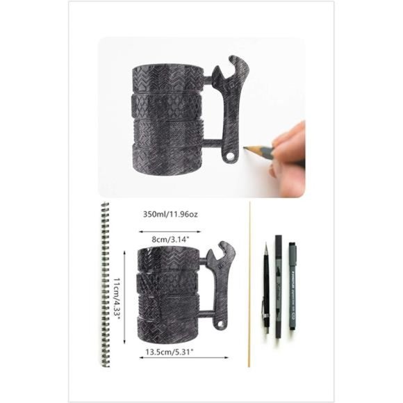 Tire Coffee Tea Mug Gift for Car Lovers Mechanics Car Enthusiasts ChristmasGifts - Picture 2 of 7